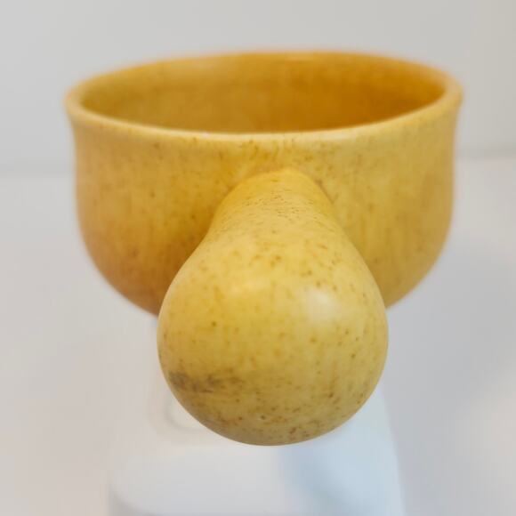 Abu Gosh Ceramics Jerusalem Bowl With Handle Yellow Pottery Israel - Picture 4 of 9